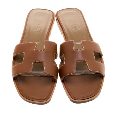 hermes brown leather sandals.